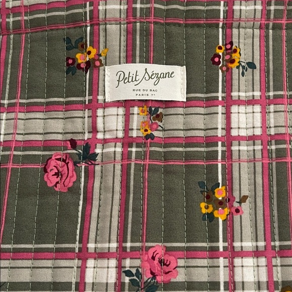 New Le Petit Sezane Green Floral Quilted Tote-Limited Edition - Picture 2 of 5